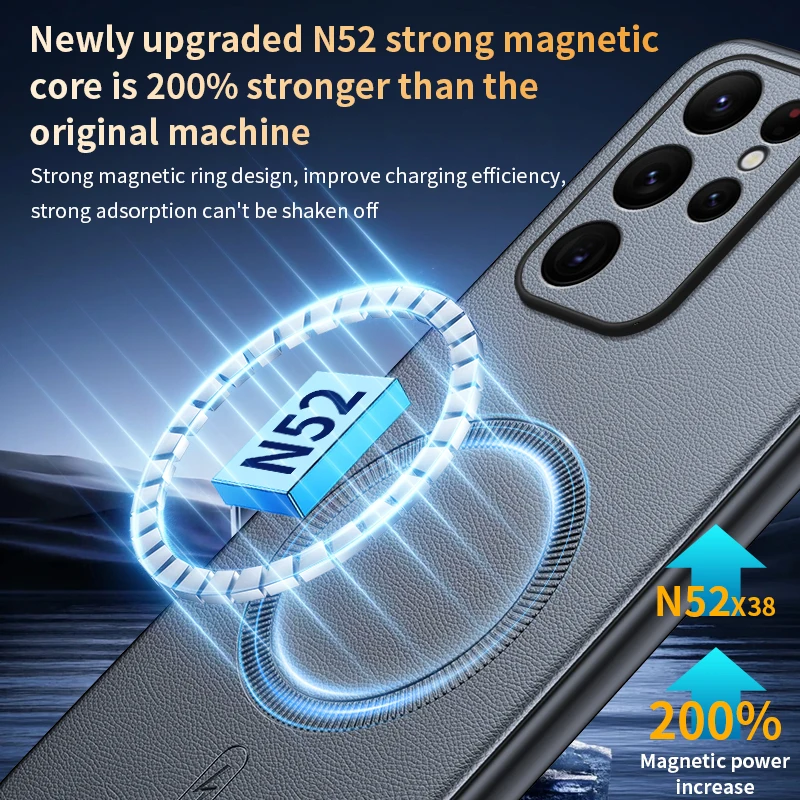 Per Samsung S24 Ultra Custodia protettiva in pelle magnetica per Samsung S24 Ultra Anti-impronte antiscivolo PC + TPU