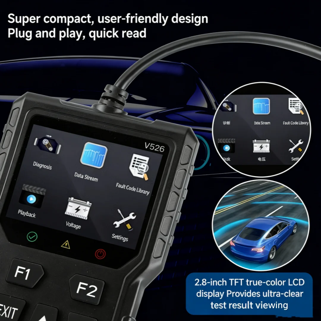 Universal OBD2 Scanner Car Engine Fault Code Reader Check Engine Light Reset Battery Voltage Test Data Stream