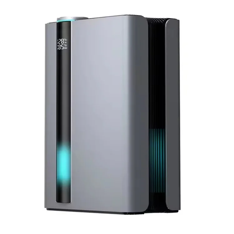 Compact intelligent dehumidifier adjustable humidity control and home office basement 7-color light quiet operation