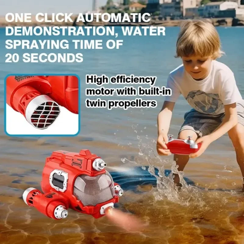 2.4GHz Mini RC Boat with Spray Water Pump and LED Lights Lakes and Swimming Pool Toys for Kids 6-12 for Boys and Girls