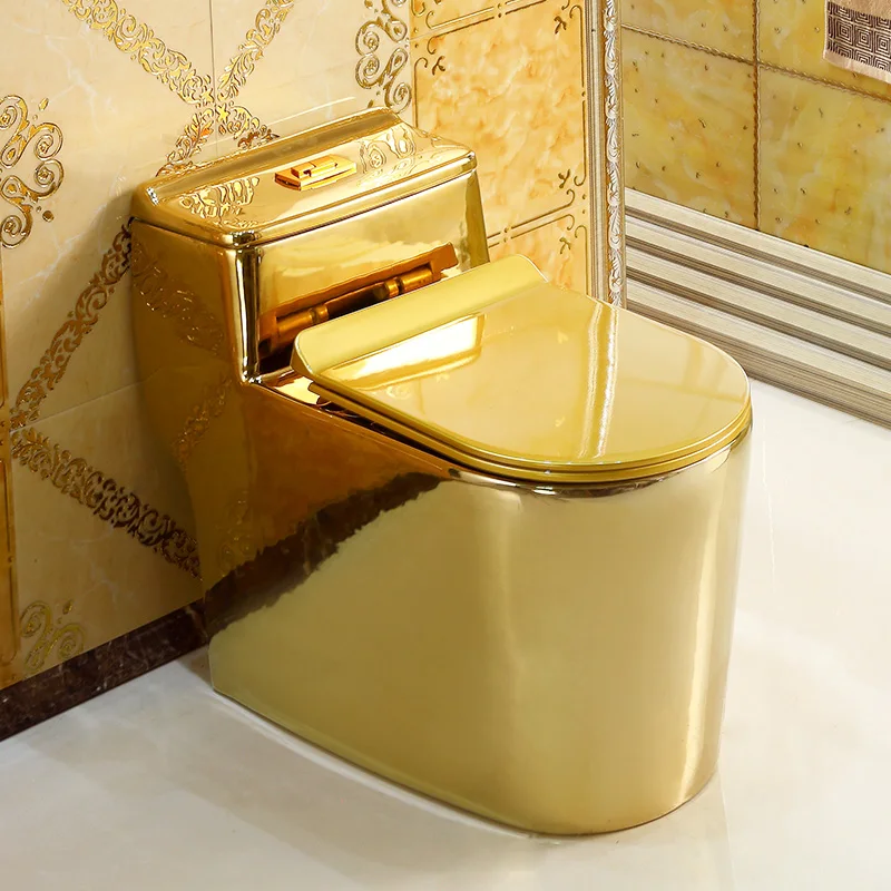 European-Style Hotel Club Golden Toilet Ultra-High Siphon Mute Pumping Toilet Personal Household Creative Toilet