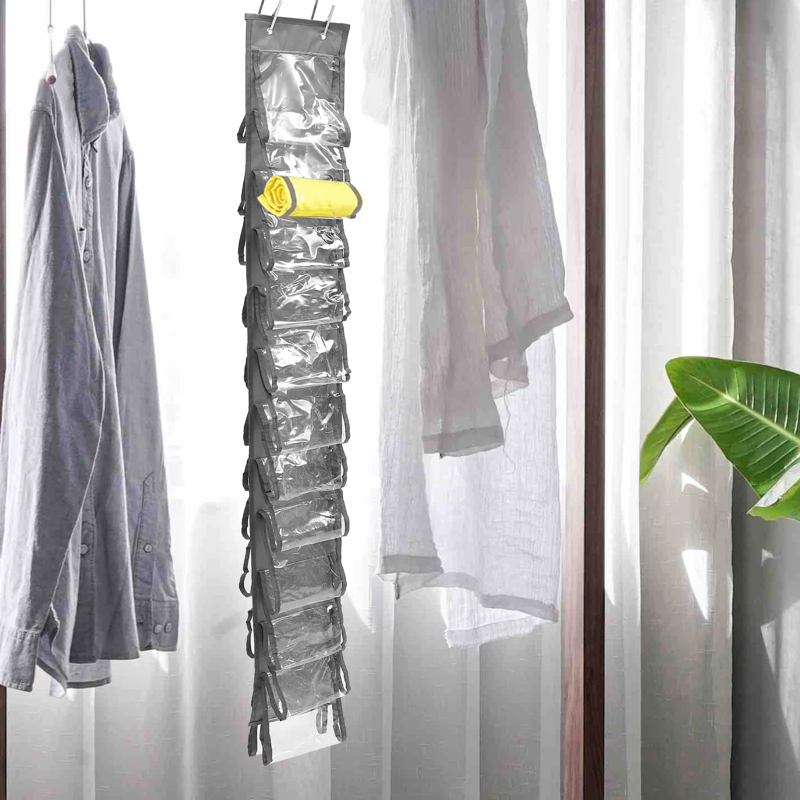 

Large Capacity Clothes Hanging Storage Organizer Pvc Oxford Cloth Door Hanging Closet Bag With Hook Multi-Compartment Towel