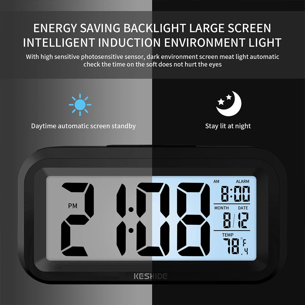 Led Digital Alarm Clock Backlight Data Times Calendar Desktop Multi-function Electronic Bedroom Decoration Desk Decorations Wall