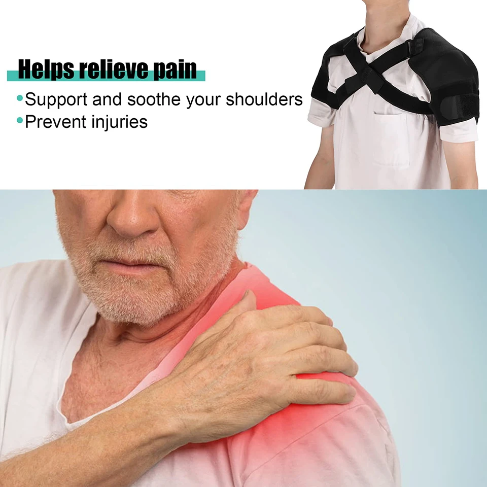 Double Shoulder Brace Wrap Neoprene Protector Compression Sleeve for Pain Relief & Recovery Adjustable Shoulders Support Strap