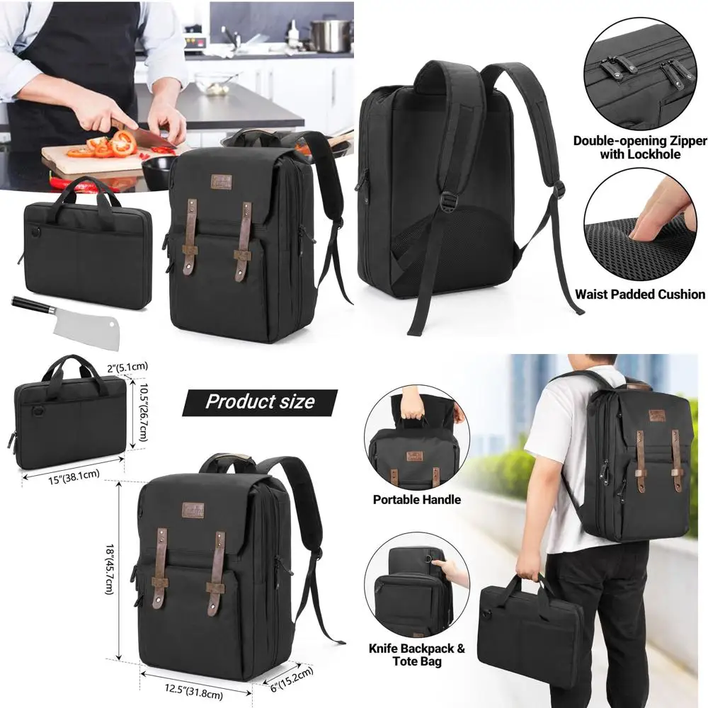 

Большой рюкзак Che и сумка Knie, запираемый рюкзак Knie, сумка Che с множеством карманов и отделений для кухонной утвари, запатентованный дизайн (K