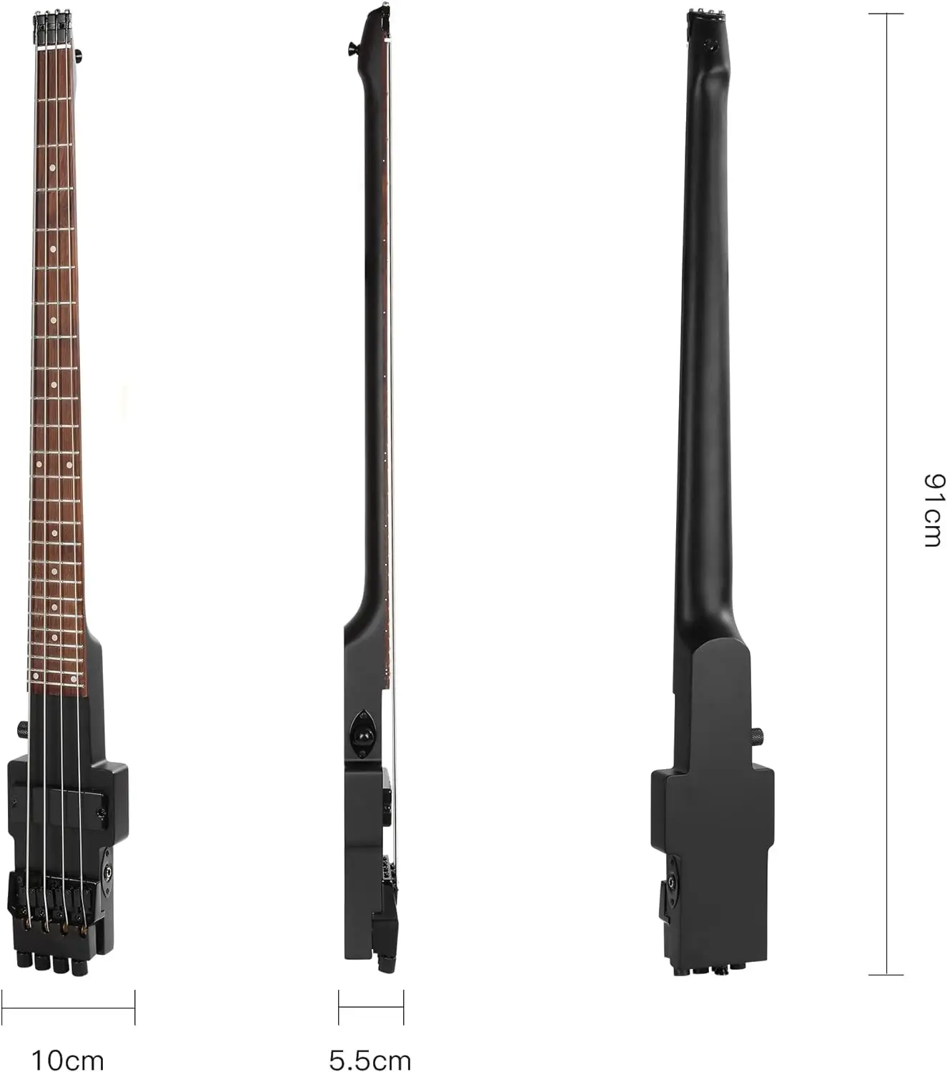 Batking Travel Electric bass Headless 4 String Bass neck through