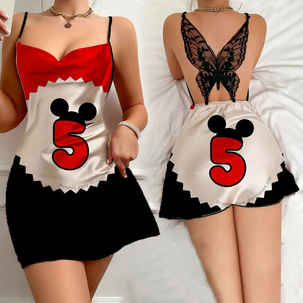 

Fashion New Women's Summer Sleepwear Sexy Romantic Female Sleeping Dress Cartoon Pattern Print Sleevesless Nightwear for Wome