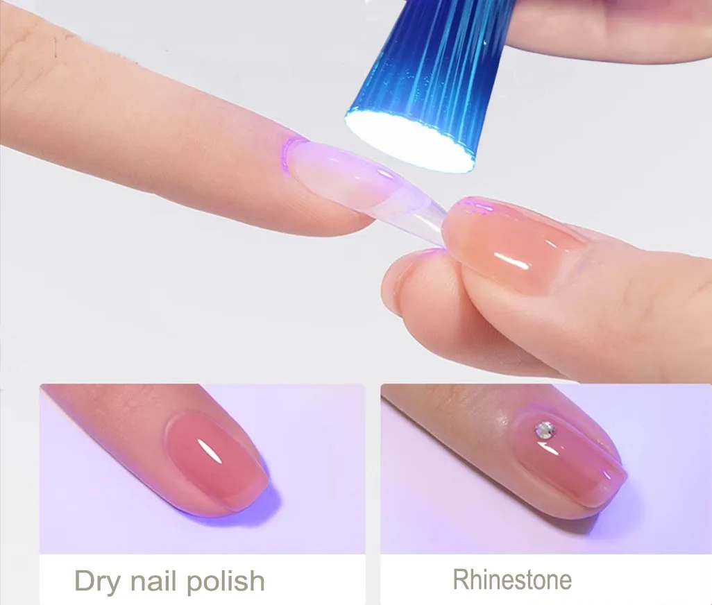 เครื่องอบเล็บมืออาชีพแบบพกพา UV/LED ชาร์จผ่าน USB กดปุ่มใช้งาน แห้งเร็วสำหรับกาวติดเล็บปลอม ไฟอบเล็บ แห้งเร็วสำหรับยาทาเล็บ