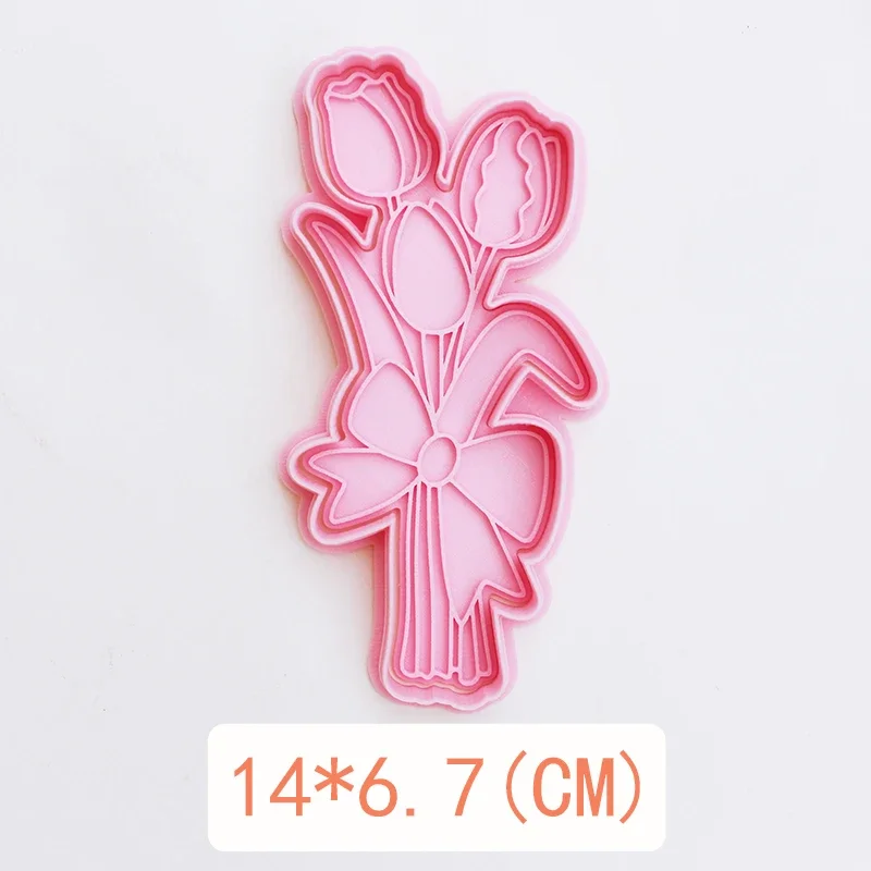 Mother\'s Day Flower Tulip Cookie Mold Cookies Cutter Frosted Biscuit Mold Press Thickened Fondant Cutting Mold Cake Baking Tool