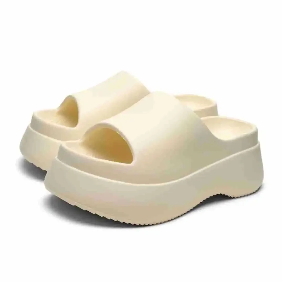 2024 Summer EVA Thick Sole Slip-on Slippers for Women Wearing Non Slip High Heel Sandals for Women Indoor Platform Slippers