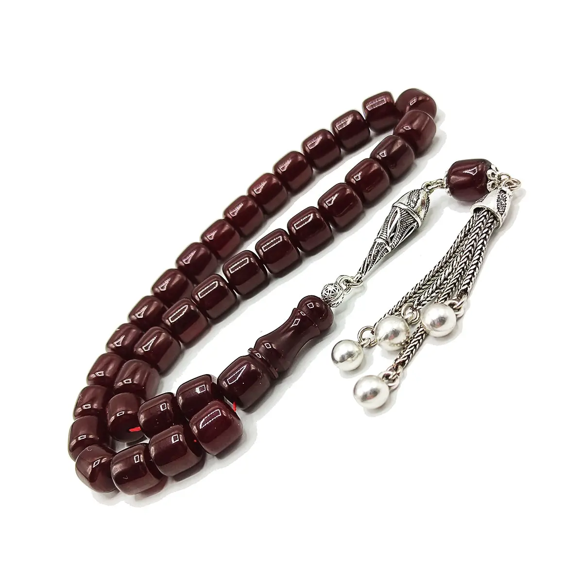 Turkish Handmade 10*9 mm Burgundy Muslim Amber Rosary Bakelite Tasbih Misbaha Subha Tesbih Islamic Express Shipping