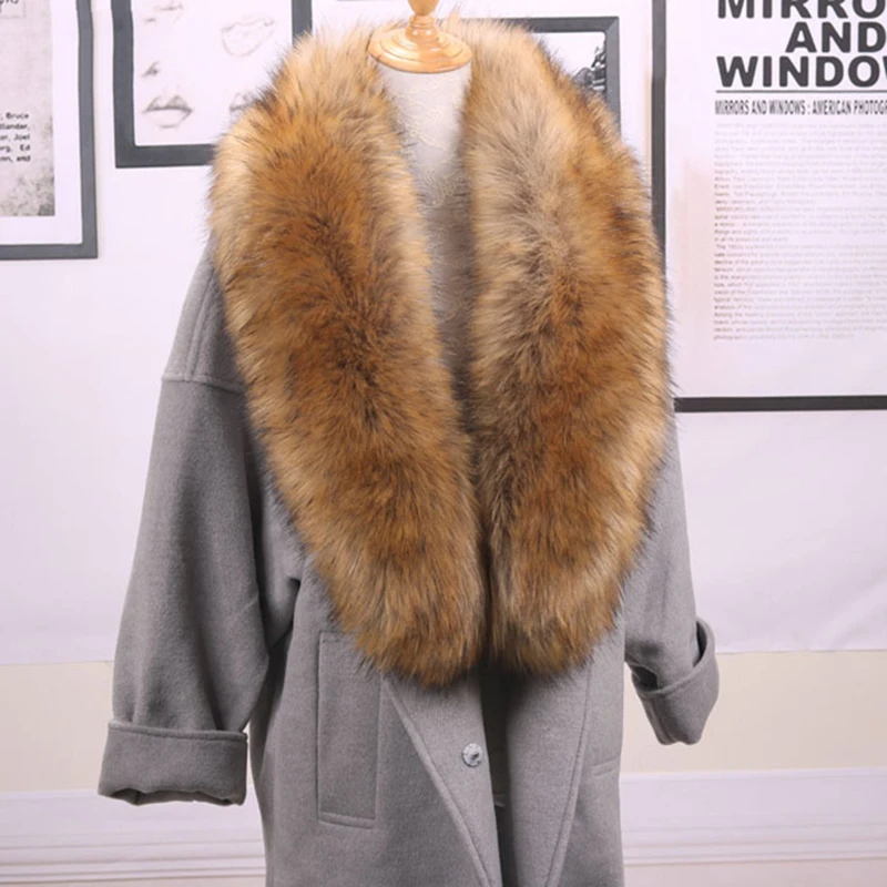 

120cm Plush Long Scarf Winter Neck Warmer Faux Fur Collar Women Men Coat Decor Accessory Extra Large Imitation Fox Fur Shawls