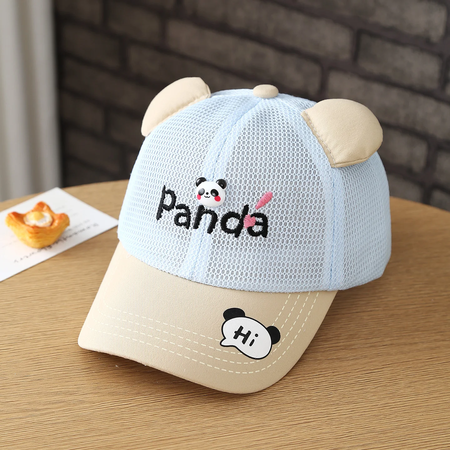 Baby Hat, Soft and Cute, with Embroidered Panda Design. Breathable Baseball Cap with No Brim and Available Worldwide. view 2