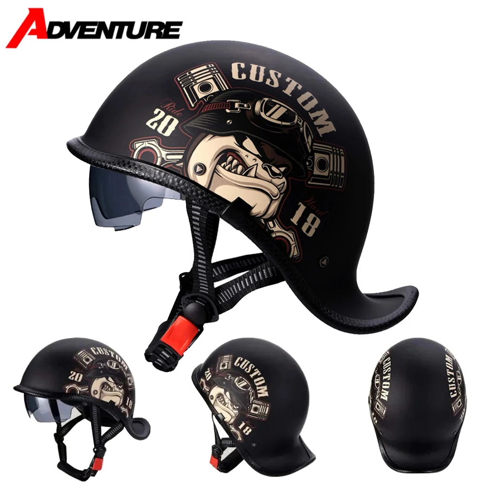 

Motorcycle Helmet New Retro Helmet Half Face Windshield HD Face Mask Scooter Bicycle Helmet Men's And Women's Styles