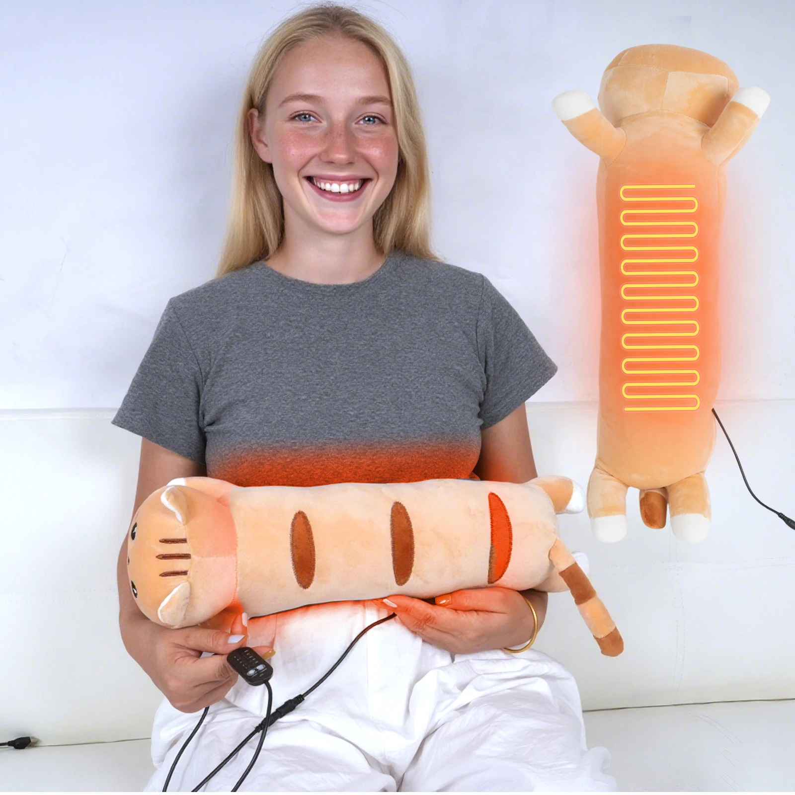 

Грелка для кошек для менструальных судорог, милый мягкий плюшевый дизайн с животными, портативная электрическая грелка с питанием от USB, подарки для женщин