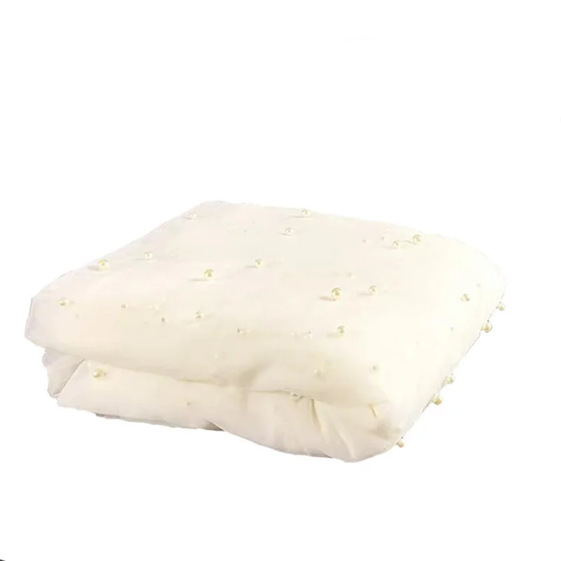 Wide 3M Pearl Embroidered Tulle Fabric for Bridal Veil Photography Backdrop DIY Dress Making