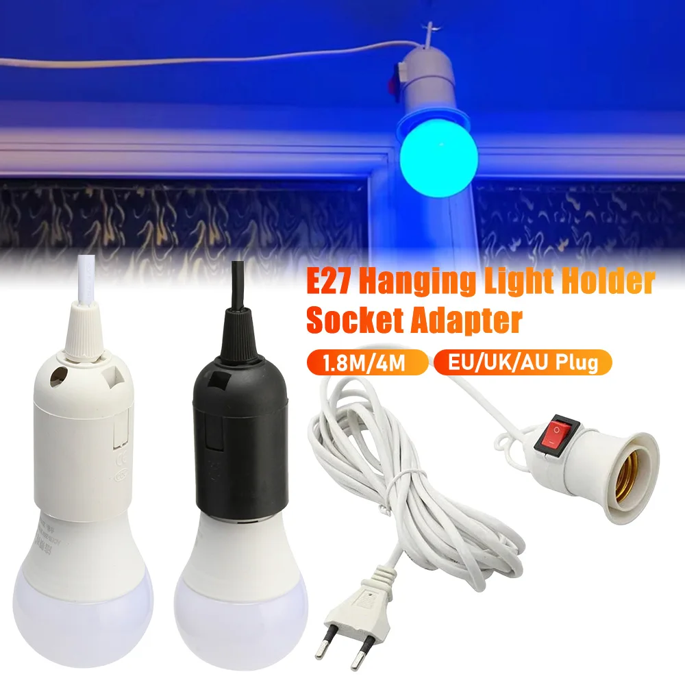 E27 Hanging Indoor Plants Light Holder 4M Garden Lamp holder With Cable EU Plug Universal With Switch Led Bulb Socket Adapter