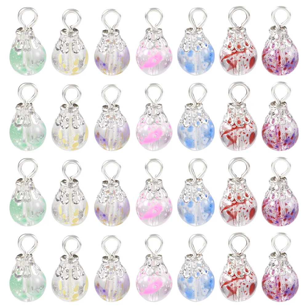 

70Pcs 7 Colors Transparent Glass Pendants Teardrop Charms with Iron Loops for Women Dangle Earrings Bracelet DIY Jewelry Making