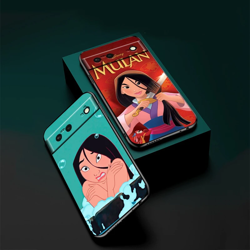 Disney Mulan Beautiful For Google Pixel 9 8 7A 7 6A 6 5A 5 4 4A XL 5G Black Silicon Shockproof Shell Soft Phone Case