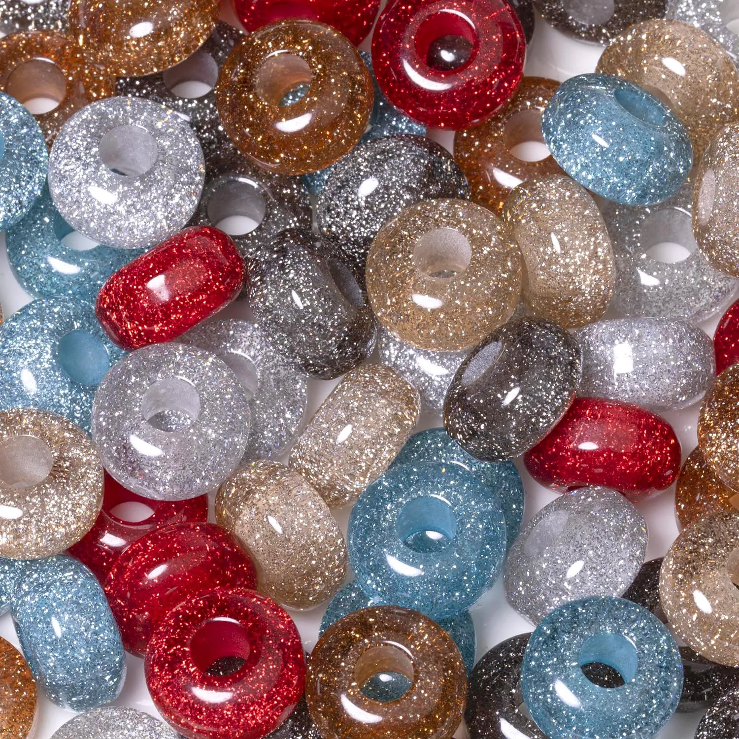 

Colorful Sparkle Resin Beads 30pcs 14x8mm Big Hole DIY Charms Earrings Bracelet Necklace Handicrafts For Jewelry Making