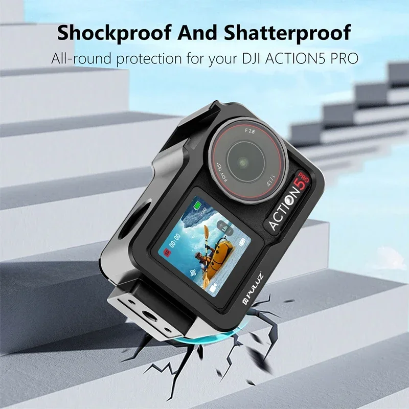 Para dji osmo ação 5 pro metal gaiola adaptador de expansão quadro com sapata fria quadro protetor ação câmera acessórios