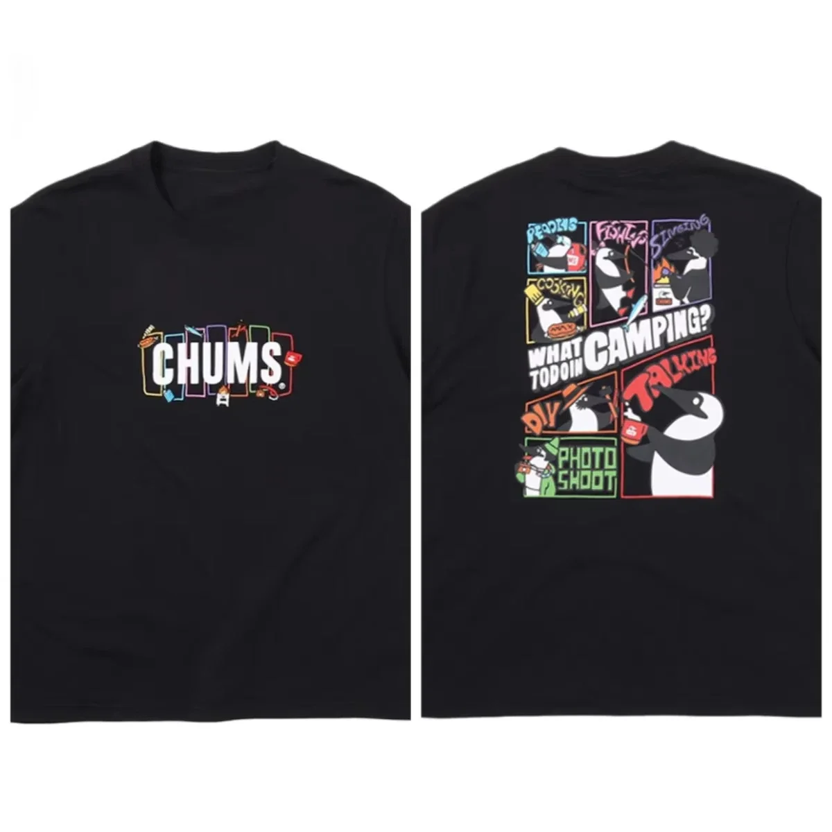 

Summer New CHUMS Vintage Letter Print Graphic T Shirts Men's Short Sleeve T Shirts High Quality Street Wear Kids T Shirts