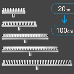 Long Square Floor Drain Shower Stainless Steel Waste Drain Linear Floor Drains Cover Bathroom Accessories