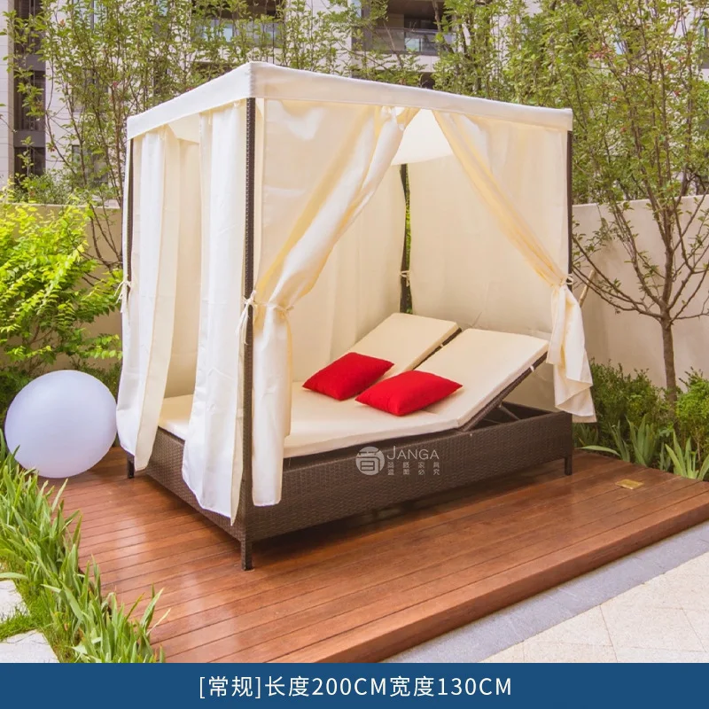 Outdoor Villa Terrace Lying Bed Leisure Terrace Swimming Pool Rattan Sofa Bed Seaside Beach Sunbeds