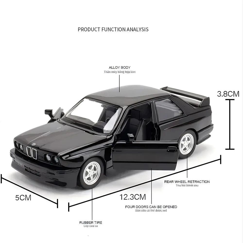 1/36 BMW M3 1987 ألعاب مصنوعة من خليط معدني نموذج سيارة لعبة Diecasts معدنية أصلية رائعة داخلية التراجع 2 باب مفتوح هدية للأطفال