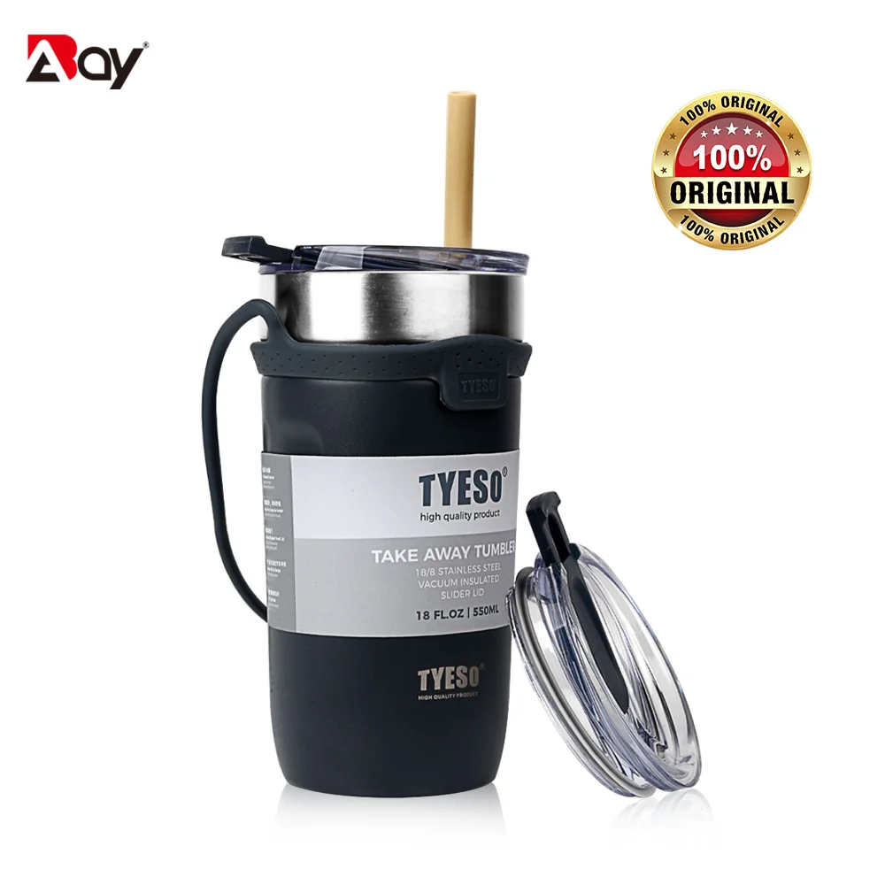 Tyeso Thermos Bottle With Straw Cup Thermal Coffee Mug Stainless Steel Insulated Tumblers With Lid Vacuum Flask Travel Drinkware