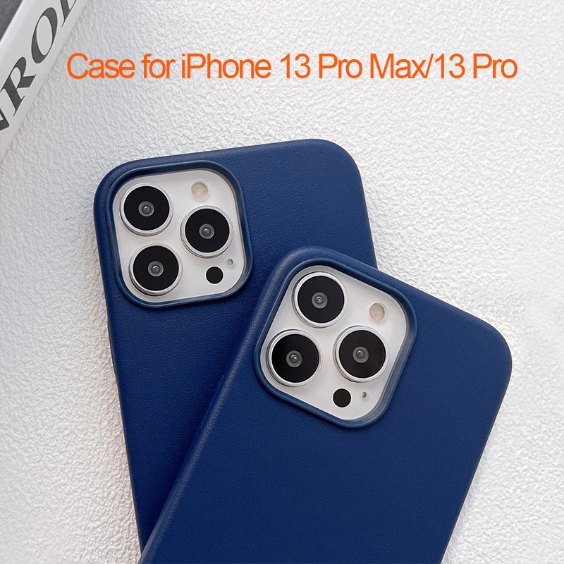 

Мягкий кожаный чехол для iPhone 13 Pro Max, роскошная деловая Высококачественная магнитная искусственная задняя крышка для iPhone 13 Pro, синий цвет