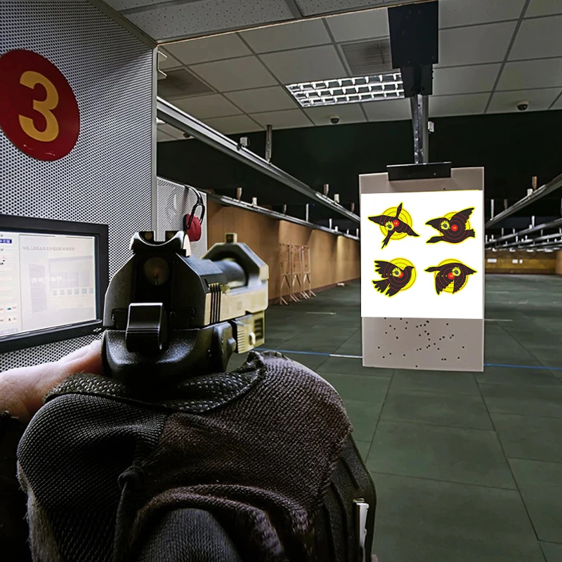5 pezzi 12 pollici * 12 pollici anello a forma di uccello può essere incollato con concentrazione rossa autoadesiva bersaglio carta pratica di tiro adesivo bersaglio bersaglio tiro etichetta di colore fluorescente (può essere utilizzata per la pratica della pistola reale)