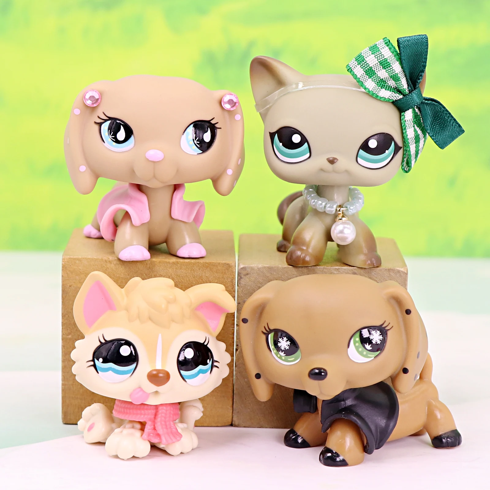 4 шт. игрушек-бобблхедов Minilpsshop Shop в виде кошек с короткой шерстью # 391 Щенок хаски # 1013 Дакшунд # 909 Номер #   Прозрачный соединитель для LPS