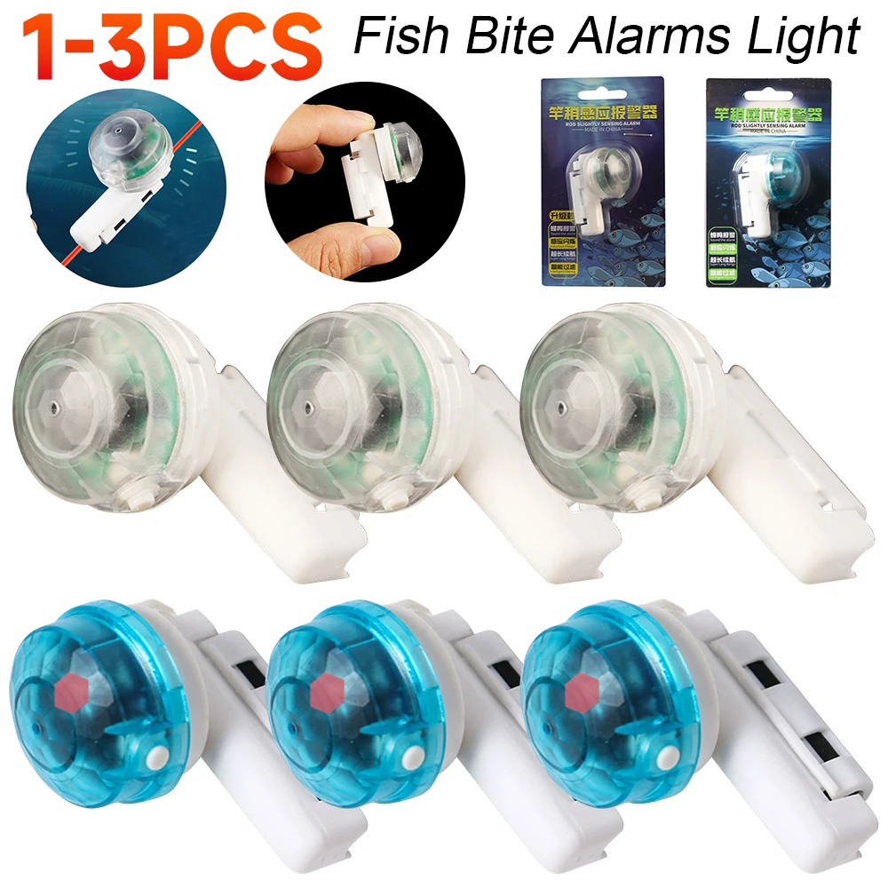 1-3PCS Fishing Rod Light Universal Fish Bite Alarms Light Antiskid Fishing Rod Light Induction Night Fishing Accessories