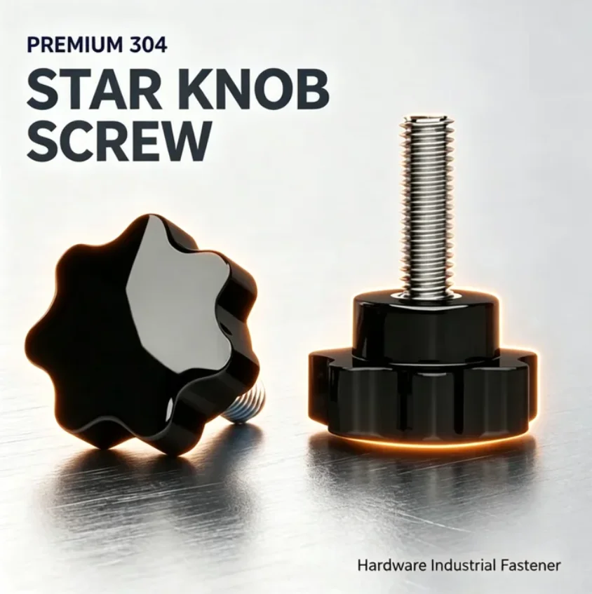 

304 Stainless Steel Star Knob Bolt, 7-Lobe Hand Tightening Screw, Threaded Thumb Grip, Machine Screw M4 M5 M6 M8 M10 M12