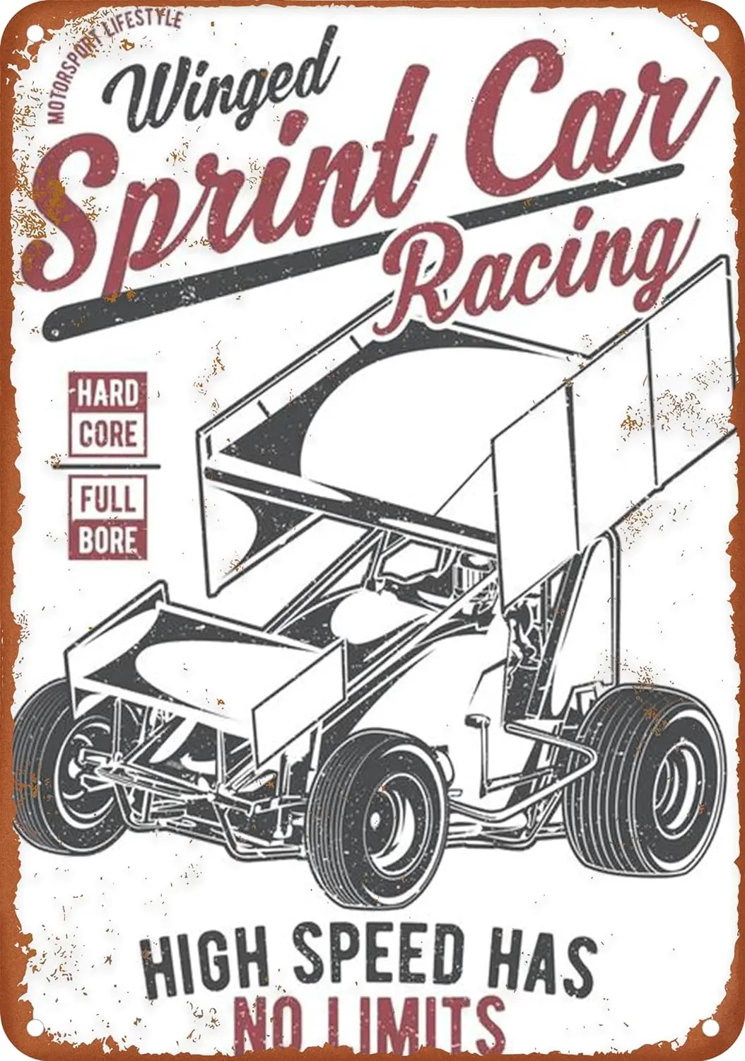 Winged Sprint Car Racing Poster Vintage Tin Sign Wall Decor For Wall Art Pub Bar Decor Coffee Cup Signs Size 8 X 12 Inch