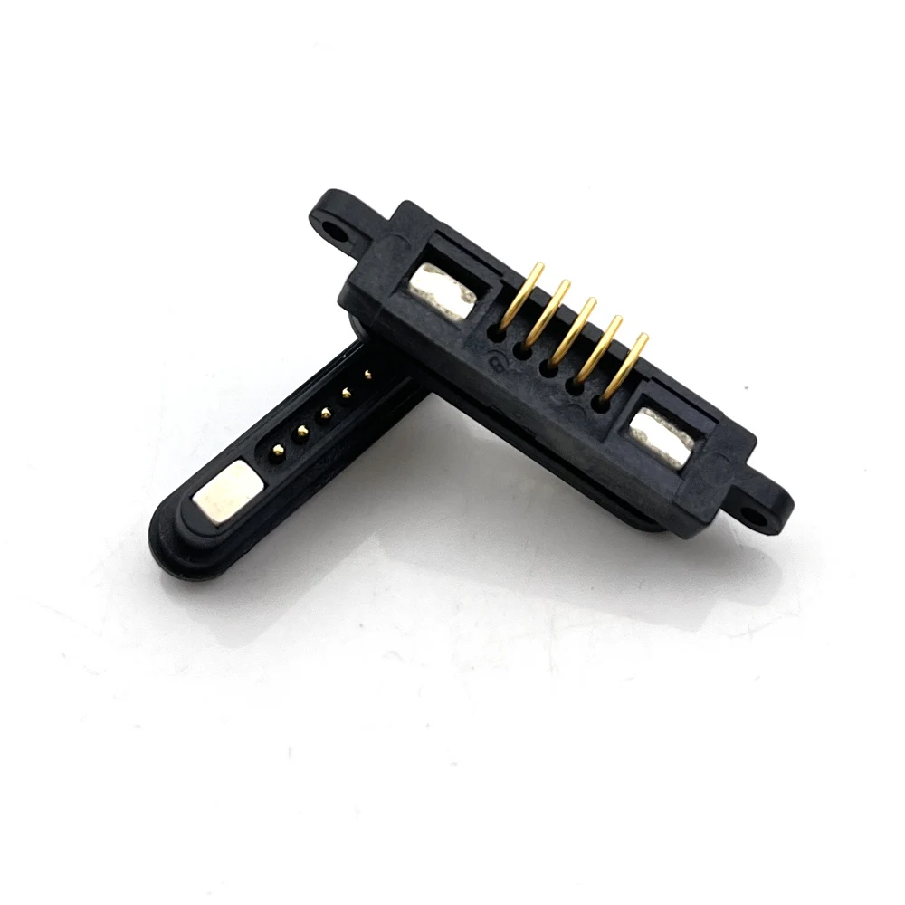 1Pair 5 Pin With Ears Waterproof 5P Large Current Magnetic Pogo Pin Connector Pogopin Male Female Spring Loaded DC Power Socket