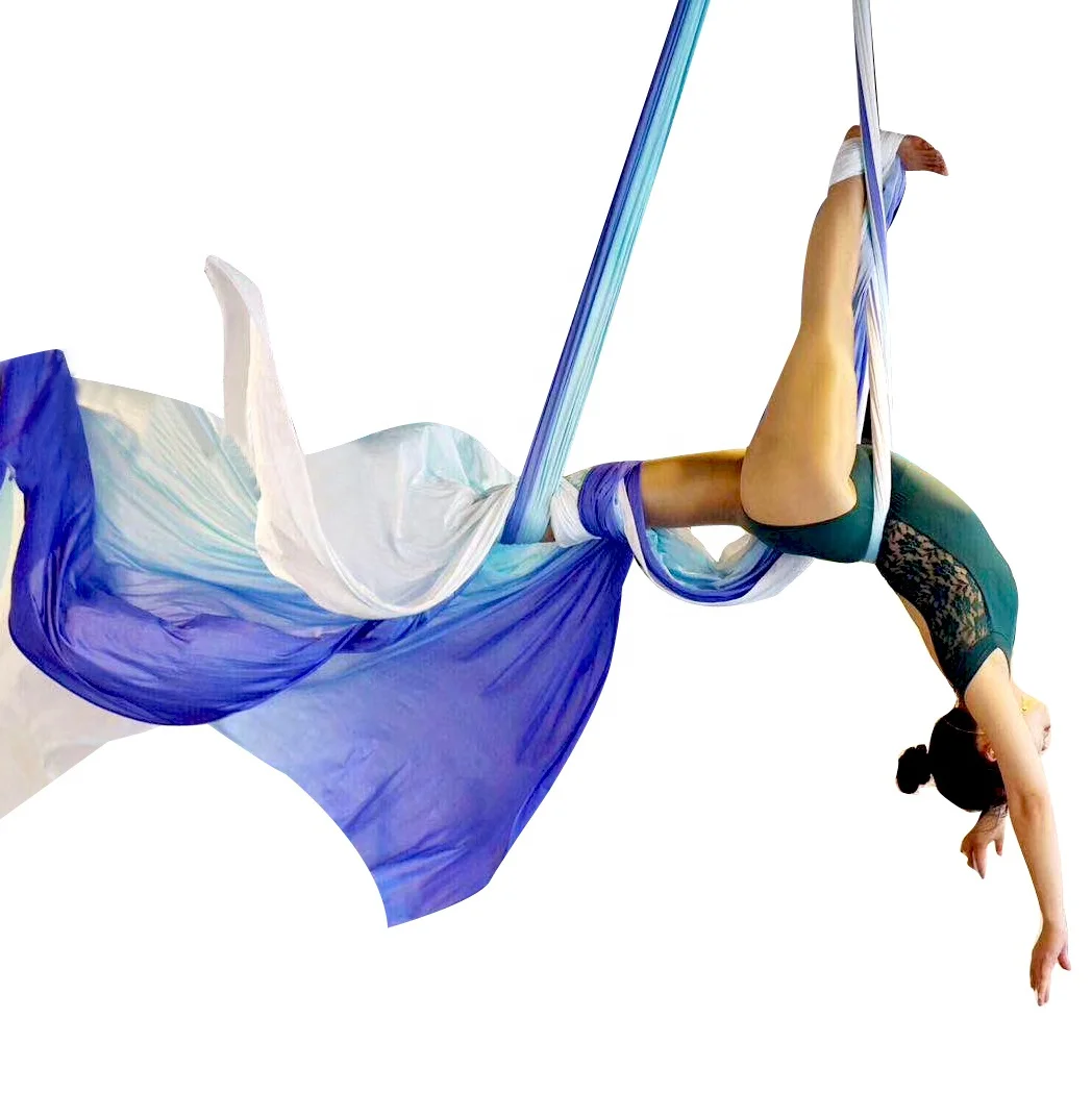 Newest Ombre Colorful 10 Meters Fabric Low Stretch Nylon High Strength Aerial Silk for Acrobatic Fly Dance
