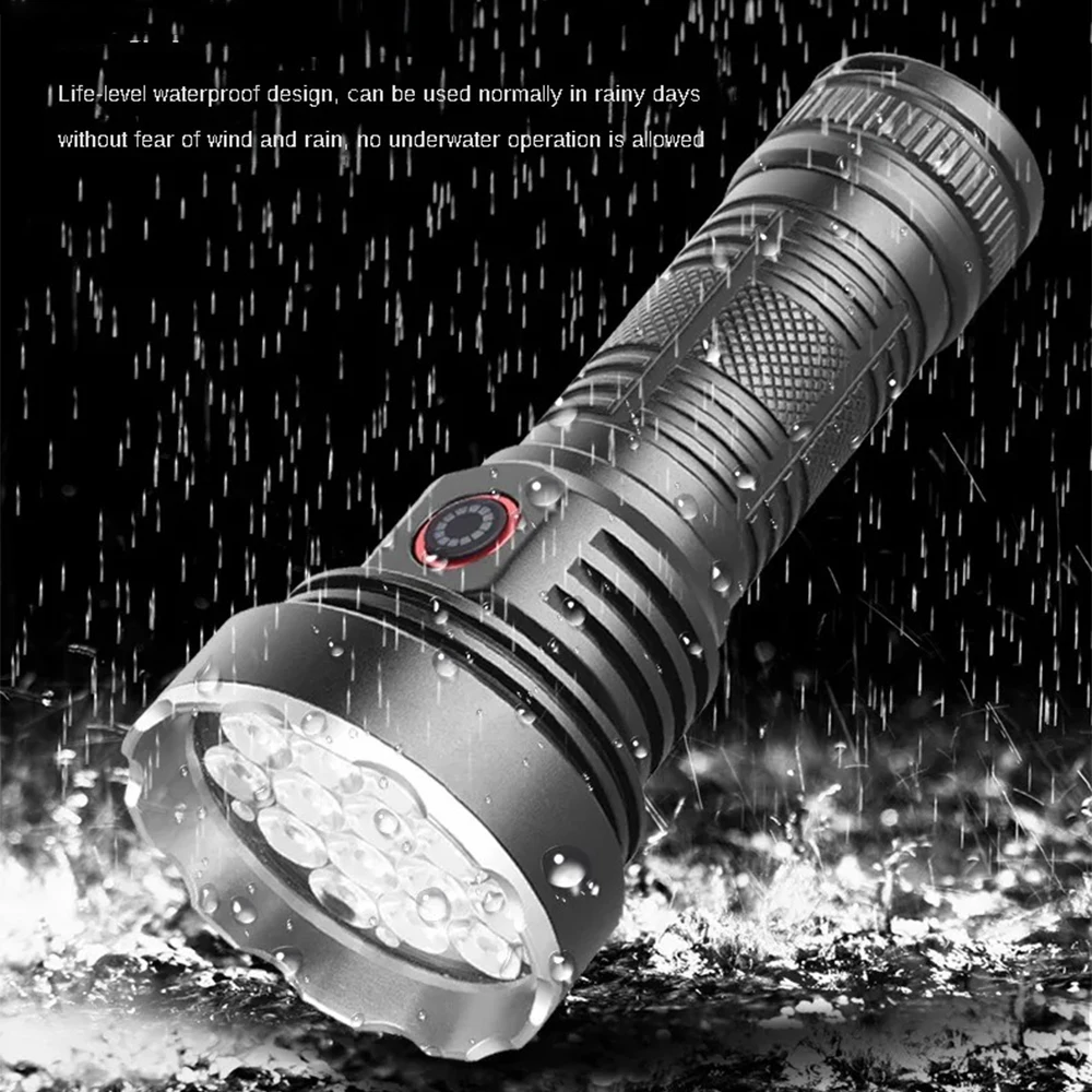 High Power Flashlight 55 LED Powerful Lantern USB Rechargeable Strong Light Torch Waterproof Self-defense Lamp Camping Outdoor