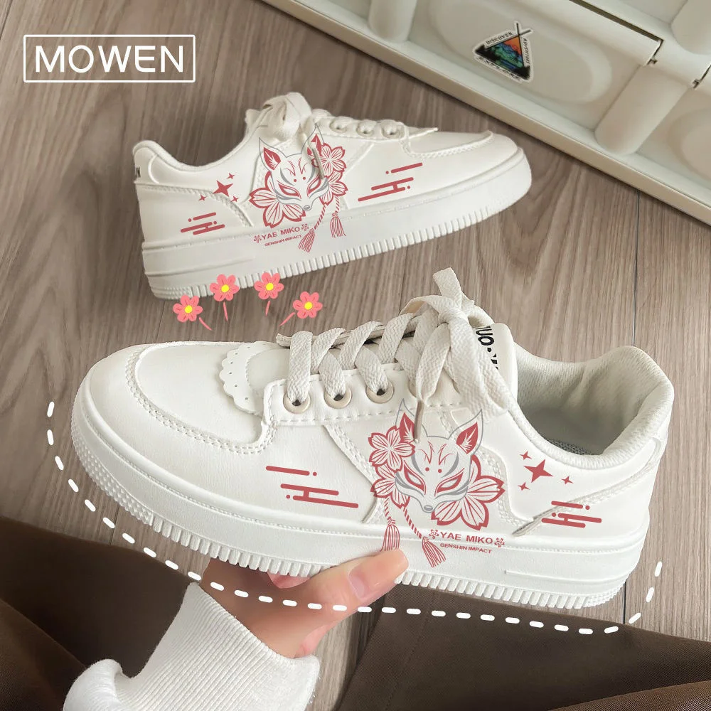 Game Genshin Impact Zhongli Venti Men's Fashion Sneaker Shoes 2022 New Women White Shoes Breathable Non-slip Wild Casual Shoes