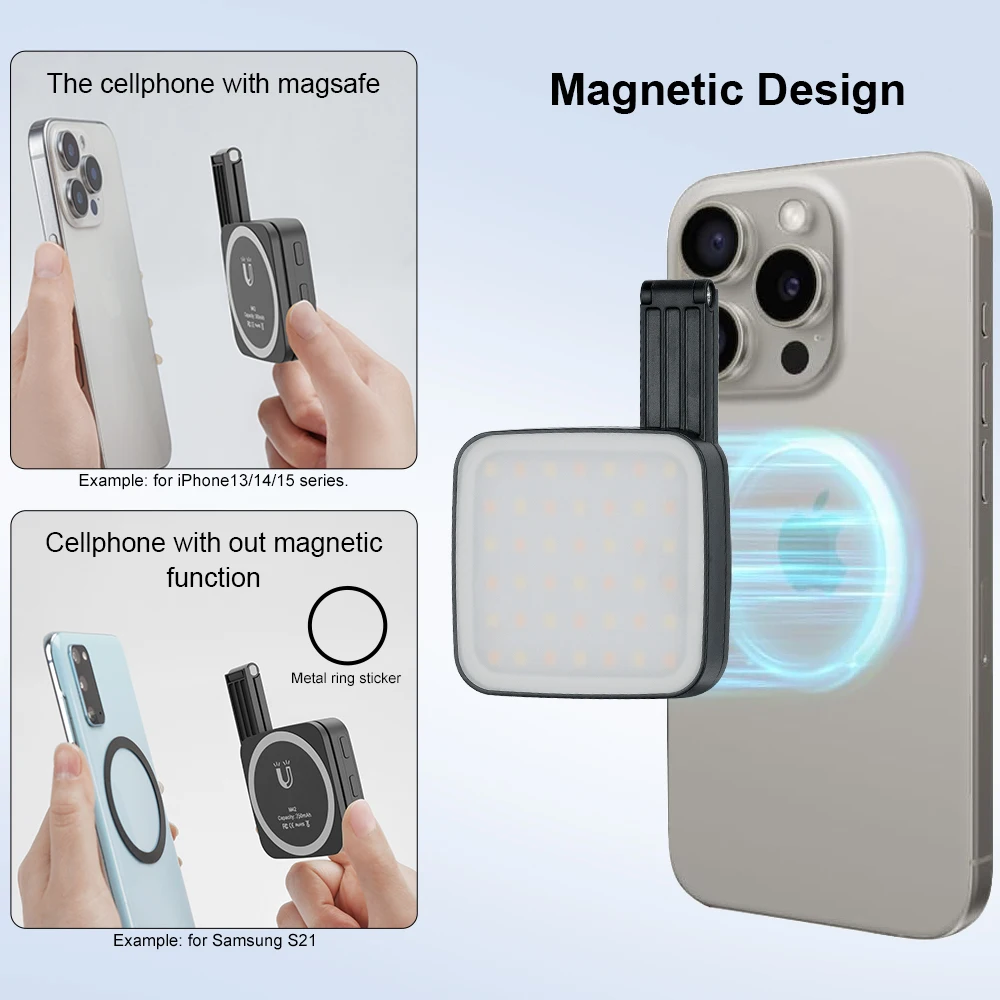 Magnetic Cell Phone Photography Fill Light Live Video Recording Mini Ultra-thin LED Selfie Beauty Pocket Light