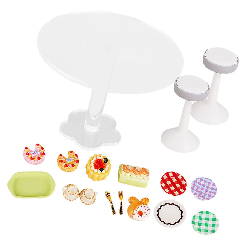 

1Set Miniature Acrylic Dining Table Dessert Set Realistic Miniature Food Props for Dollhouse Decor Kids Playhouse Accessories