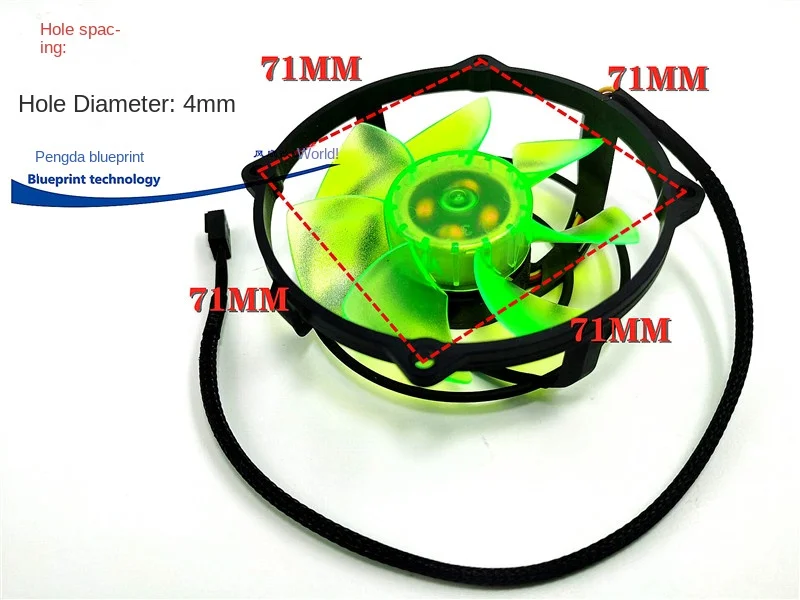 Pengda-placa base de chasis de CPU, ventilador de refrigeración de hoja verde, redondo, 9,5 cm, silencioso, 12V, 0.21a, nuevo