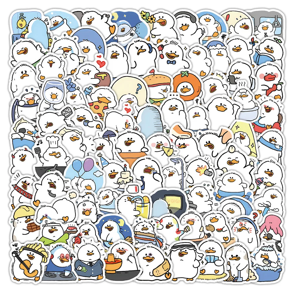 100 Pcs Fat Duck Cartoon Stickers - Playful Daily Scene Embellishments for DIY Crafts & Water Bottles Peel Joy Sticker Store