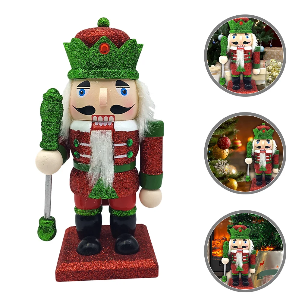 

Festival Wooden Nutcracker Decoration Christmas Soldier Ornament Resistant Simple Color Multi Scene Desktop Home