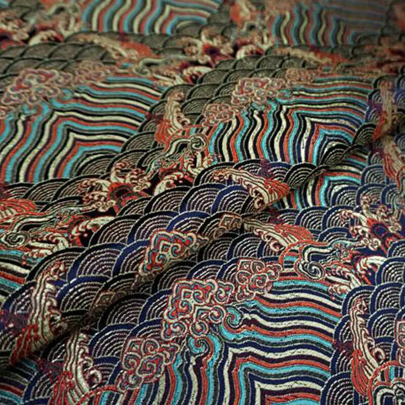 Chinese Damask Fabric Silk Peacock Jacquard Brocade Cloth Dress Skirt Material Chinese Sewing Patchwork for Cheongsam