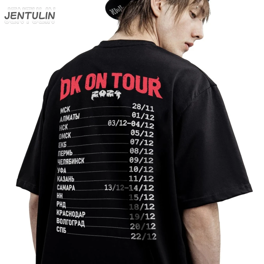 Harajuku Oversized Streetwear Men's Clothing DK ON TOUR Graphic Print Tshirt Cotton Hip Hop Aesthetic Short Sleeve Tops Goth Y2k