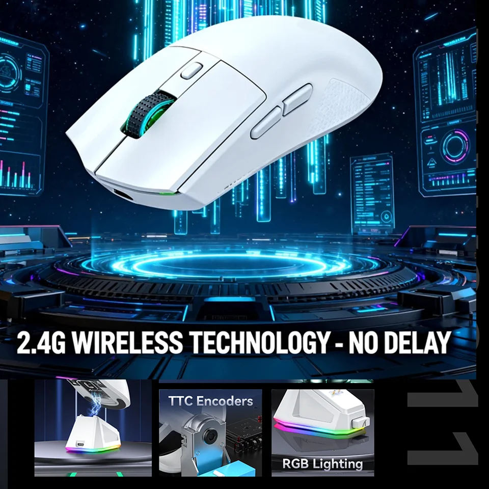 

2.4G Gaming Mouse 3-Speed DPI Esports Wireless Ergonomic Design Gaming Mouse 2-mode Connection Magnetic Charging Dock 2026 New