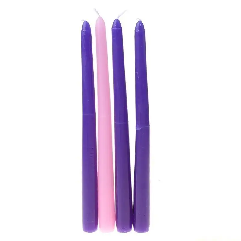 QX2E Set of 4 Tapered Candles for Home Long Lasting Burning Smokeless and Dripless