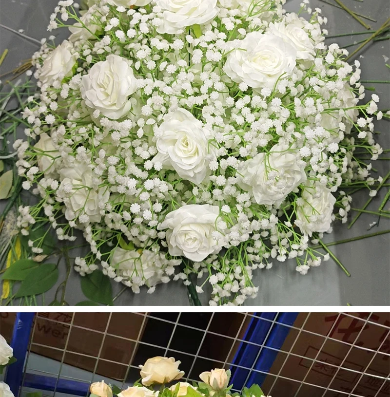 Künstlicher Rosen-Hortensien-Blumenball 60/50/40/30cm Tischdekoration Mittelpunkt für Veranstaltungen Hochzeit Gangdekoration Blumenarrangement Requisiten – Detail 9